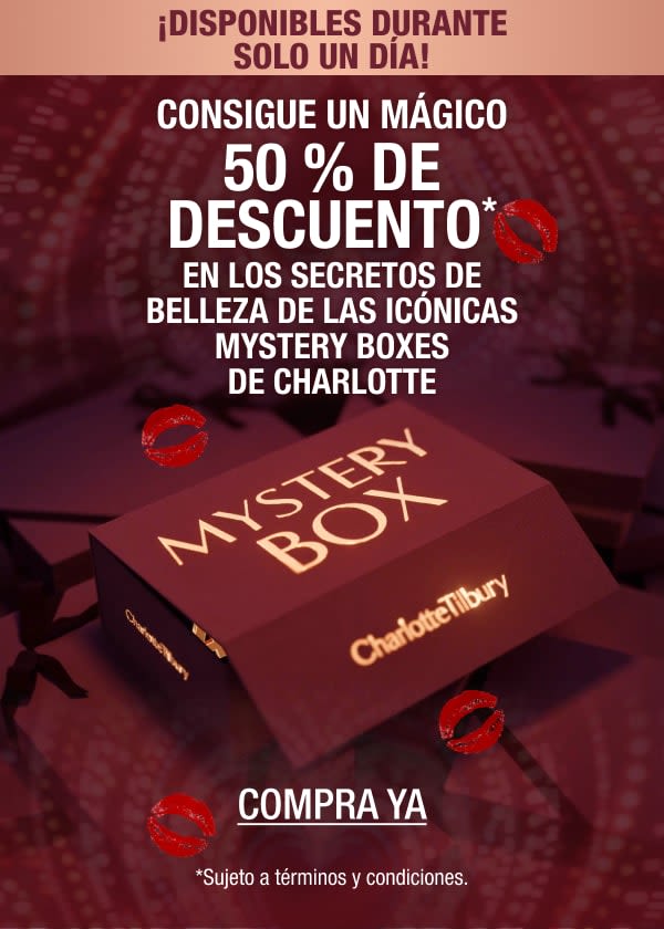 UNLOCK A MAGICAL
50% OFF*
THE BEAUTY SECRETS INSIDE CHARLOTTE'S
ICONIC MYSTERY BOXES!