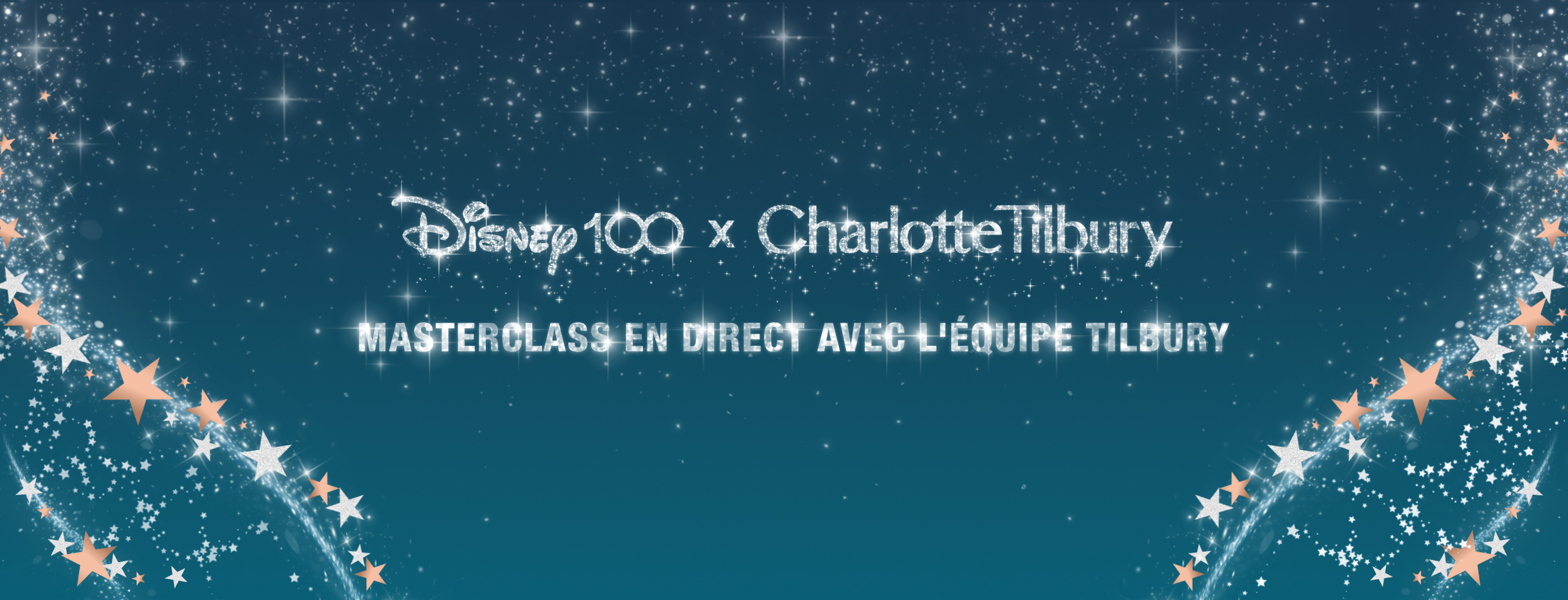 Model wearing glowy Disney-inspired makeup look.
