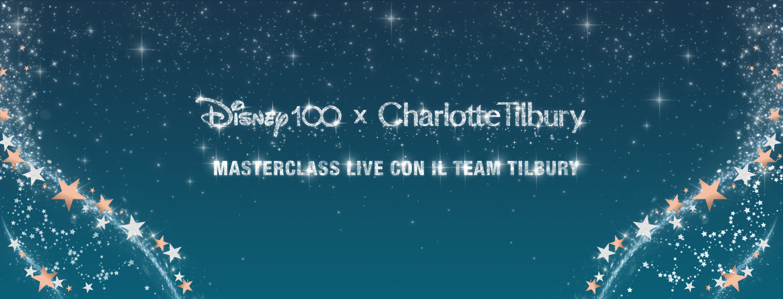 Model wearing glowy Disney-inspired makeup look.
