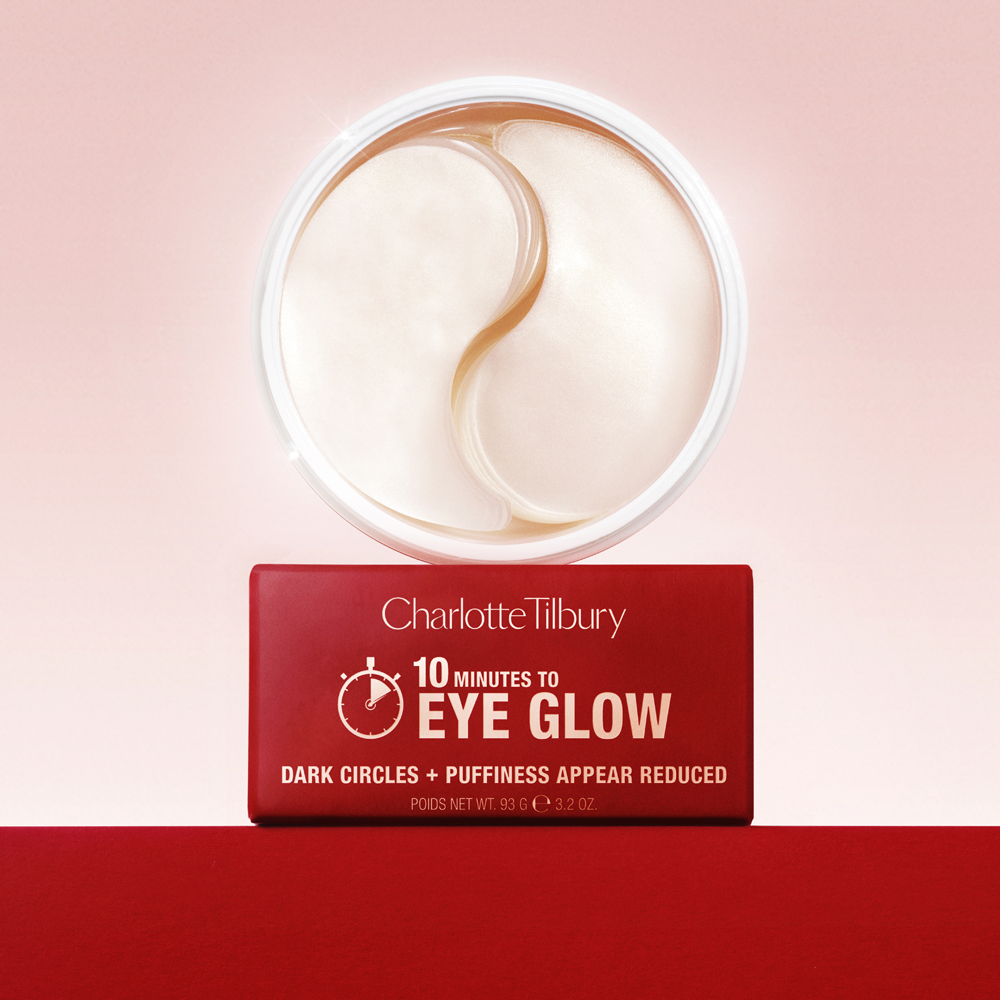 Open jar of Immediate Eye Revival Patches ready to apply