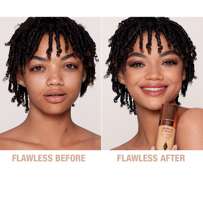 Airbrush Flawless Foundation 9 warm before and after Airbrush Flawless Foundation 9 warm before and after