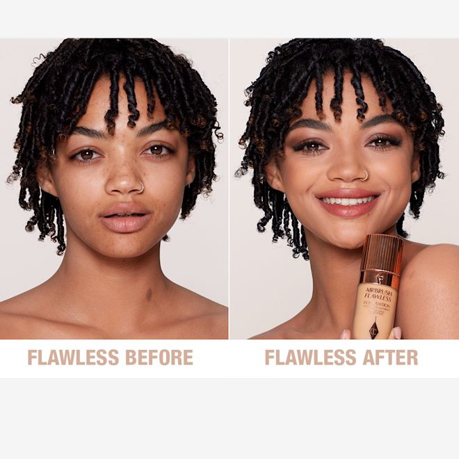 Airbrush Flawless Foundation 9 warm before and after Airbrush Flawless Foundation 9 warm before and after
