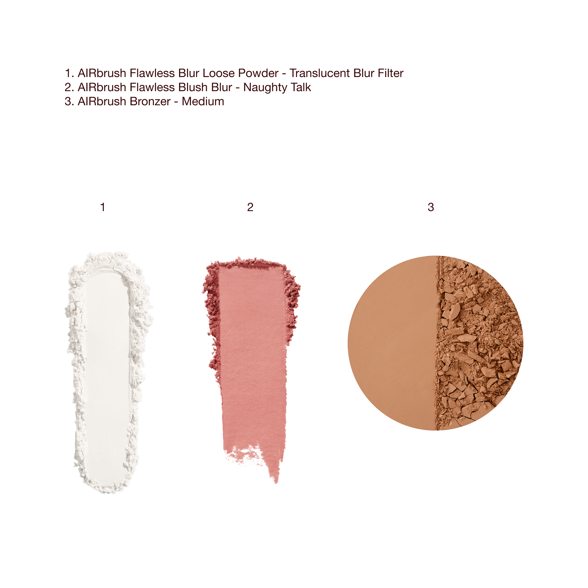 AIRBRUSH FLAWLESS BLUSH BRONZE & BLUR TRIO - swatches
