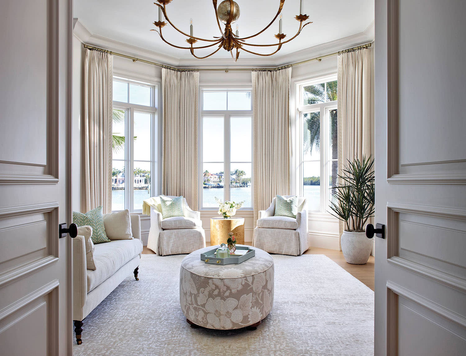 traditional, stately bedroom in a Naples home