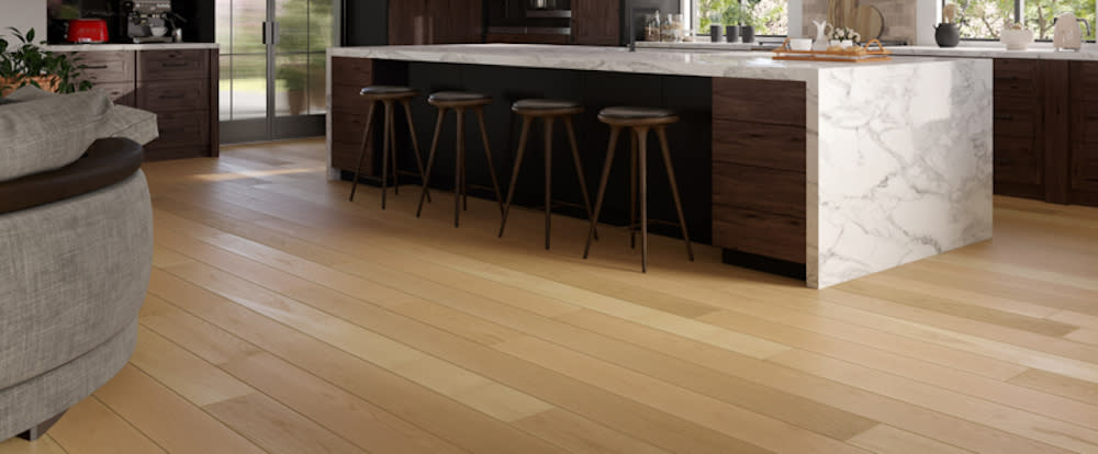 Handcrafted fine wood floors in kitchen by Carlisle Wide Plank Floors