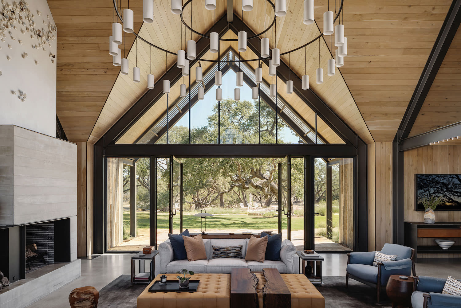 a frame window in rustic modern living room by Jobe Corral