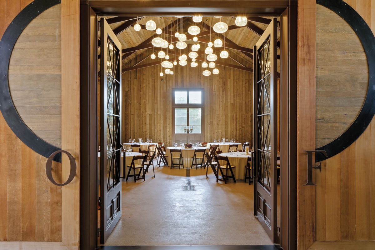 Tasting room with wood walls and ceilings