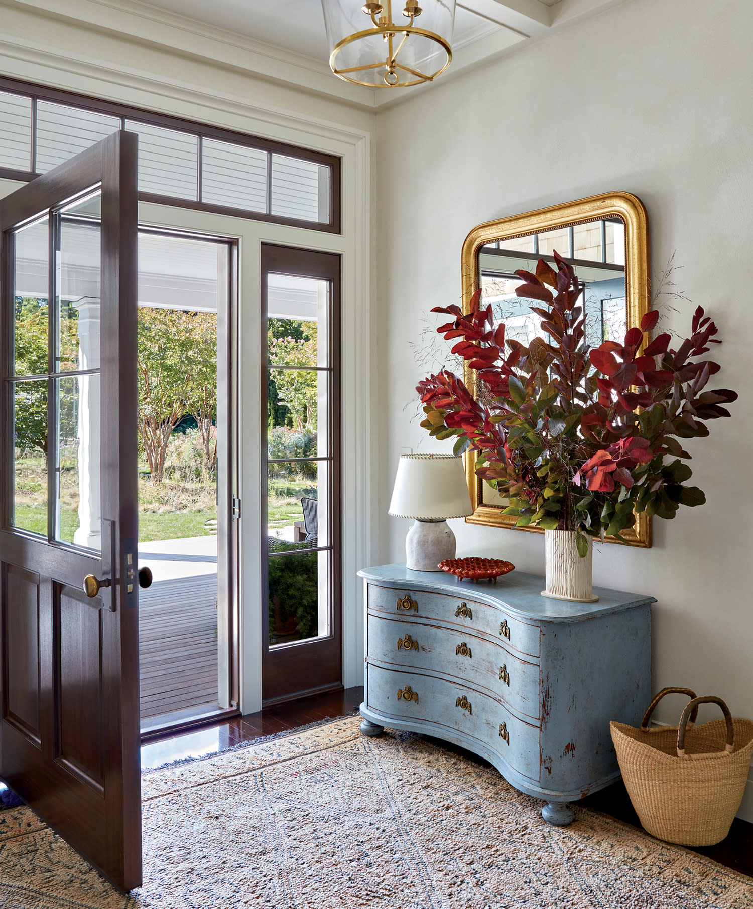 cozy and welcoming foyer with traditional design elements