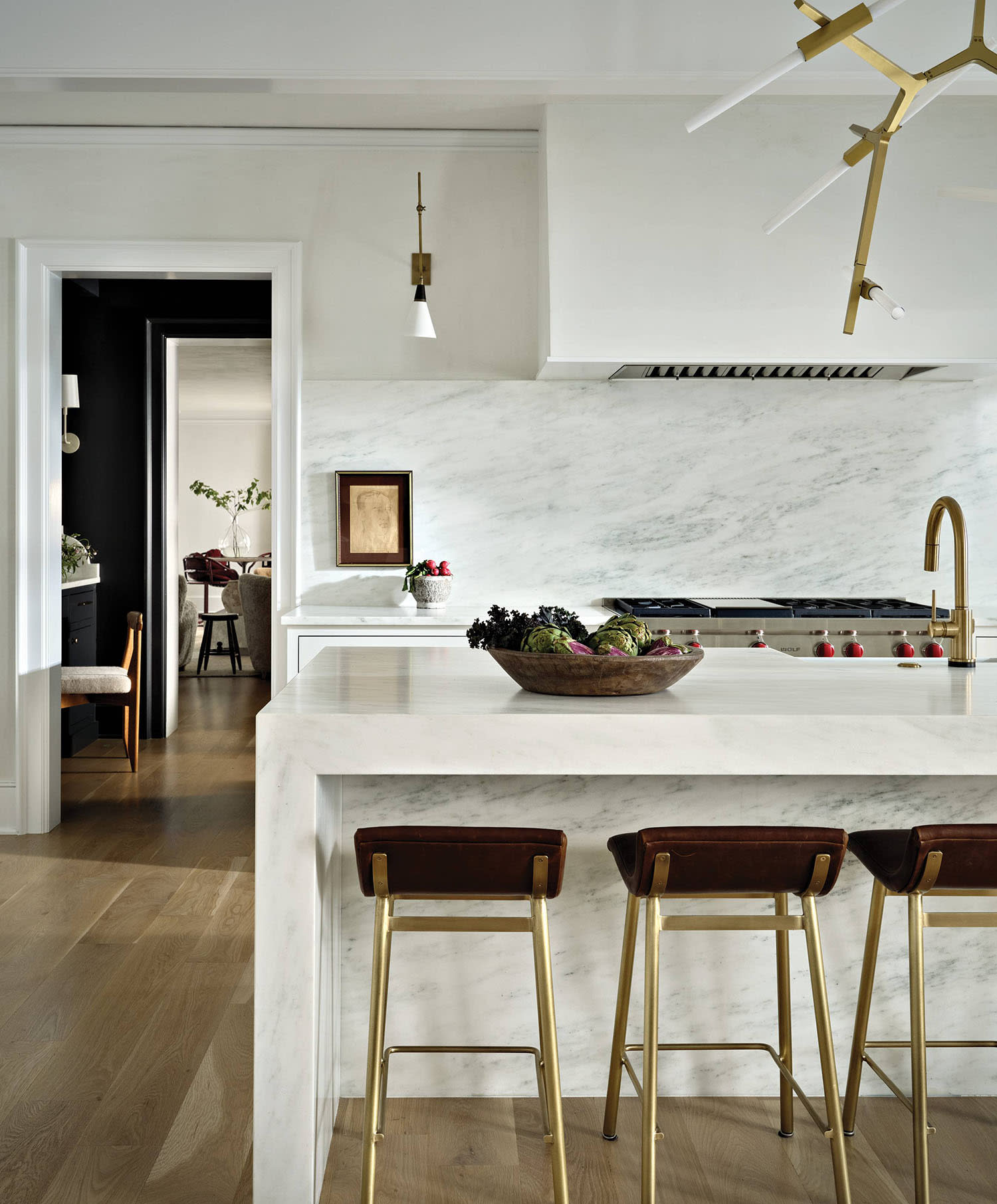 modern white kitchen in a Georgian-style home