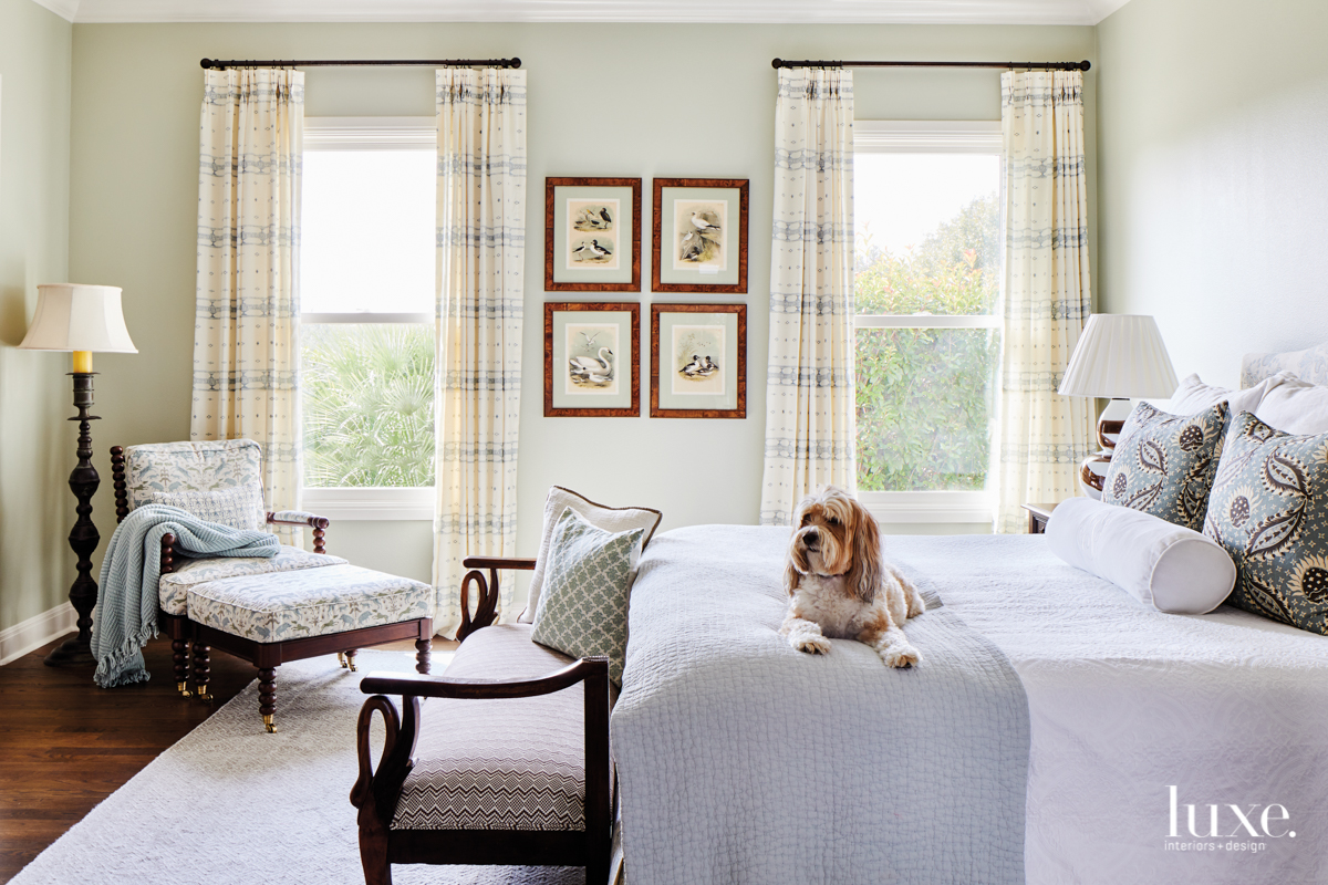 traditional pale green bedroom