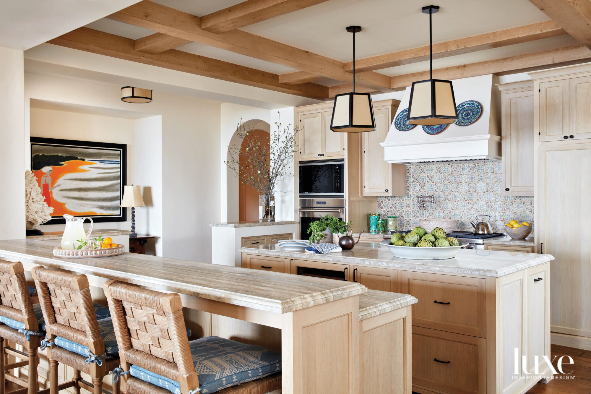 light wood kitchen and island
