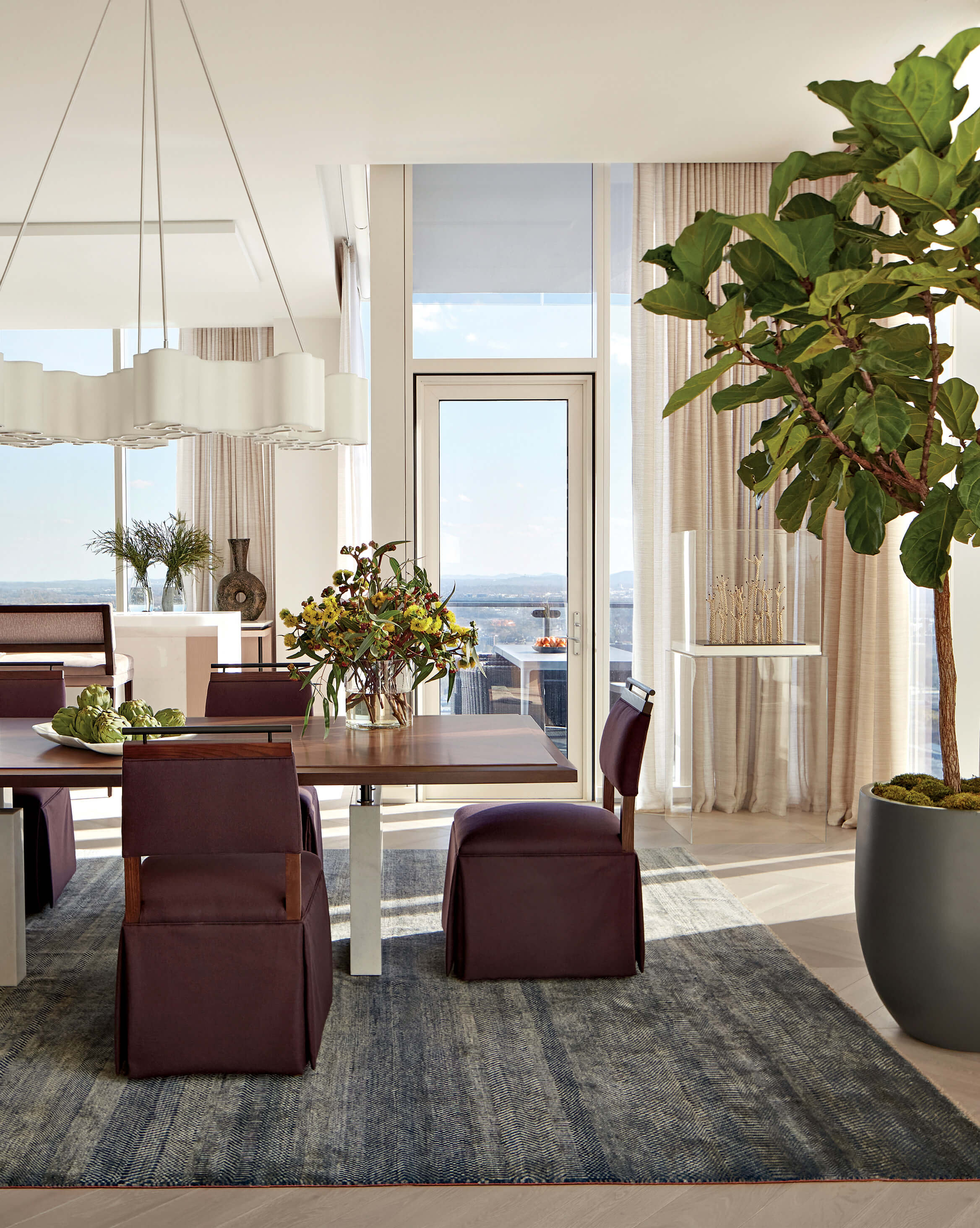 contemporary dining area in a brightly lit room