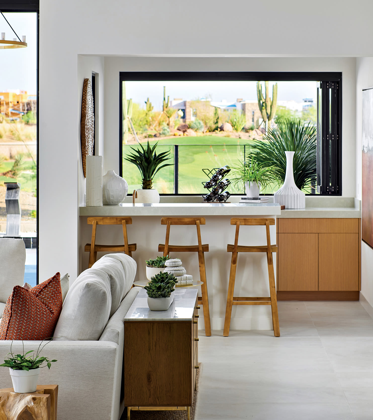 bright and contemporary open-concept living and kitchen area