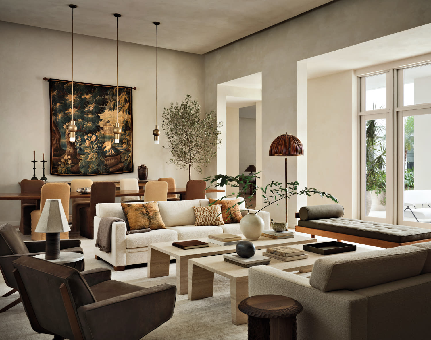 contemporary, warm living room