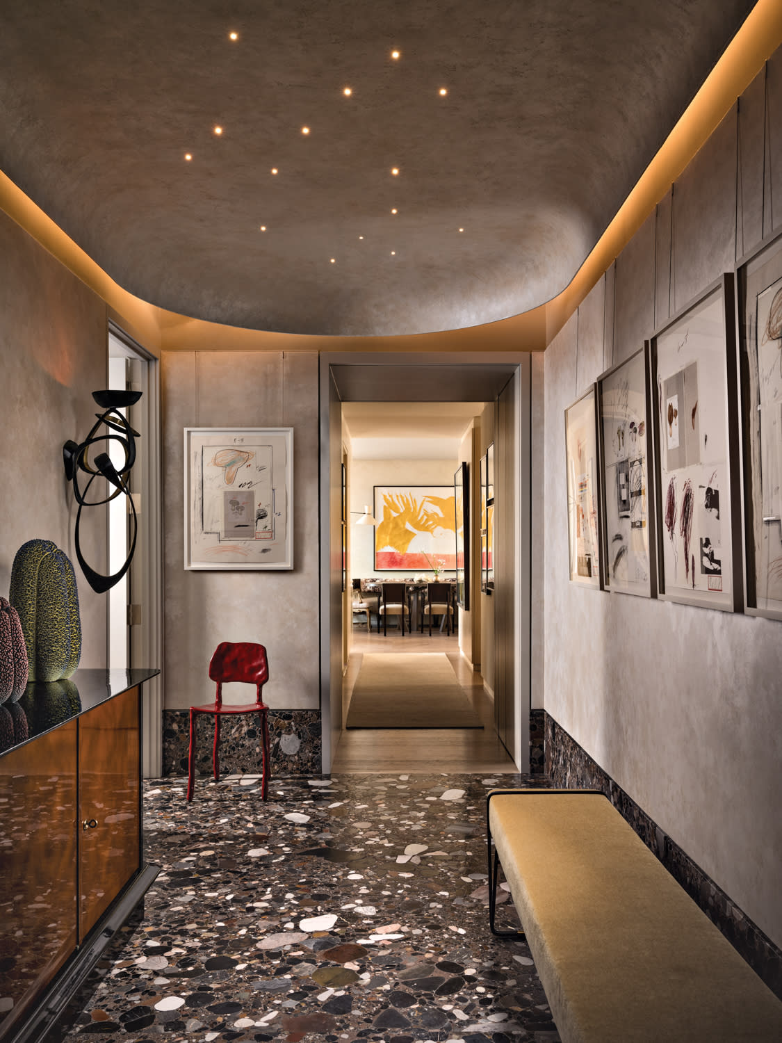 gallery-like entryway of a modern New York City apartment