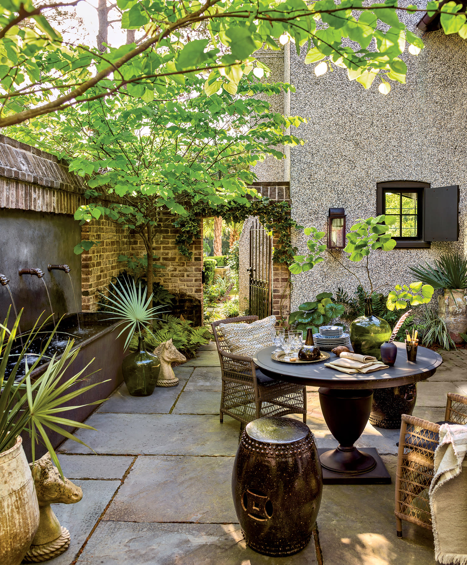 romantic courtyard on a Kiawah Island home by Stan Dixon
