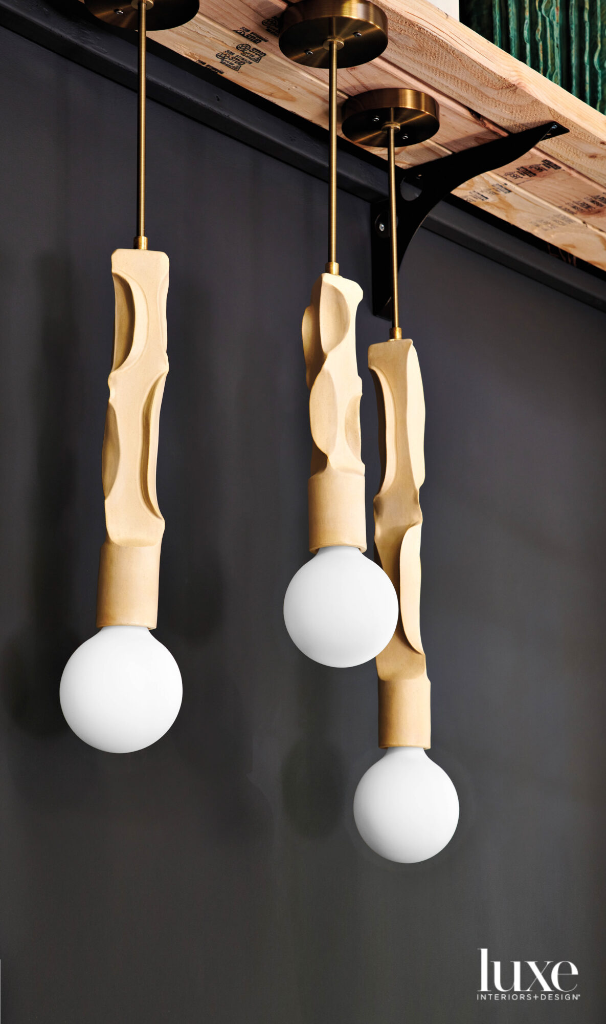 Three hanging pendant lights