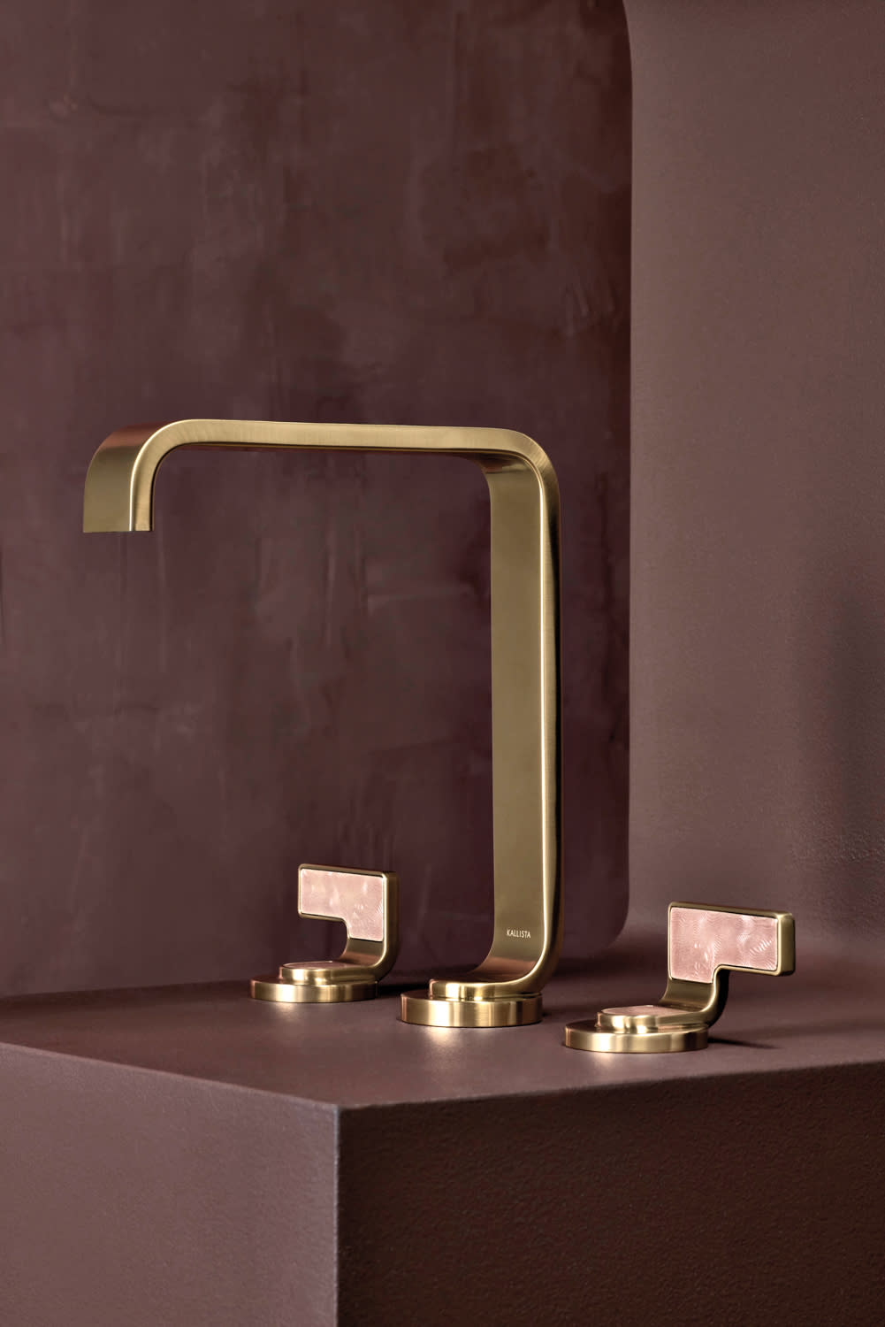 thin gold faucet by Kallista
