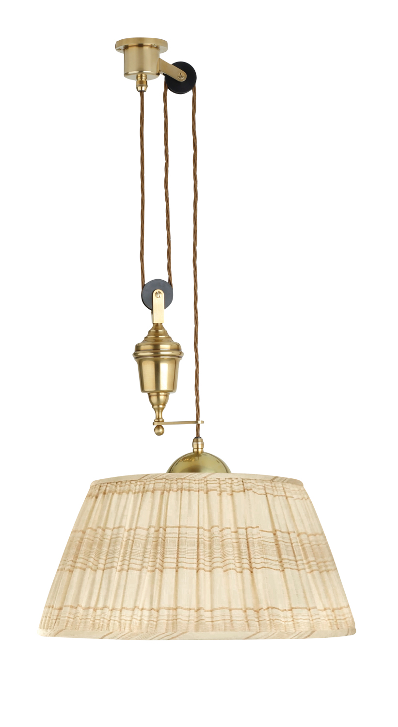 ceiling light with fold hardware and fabric shade