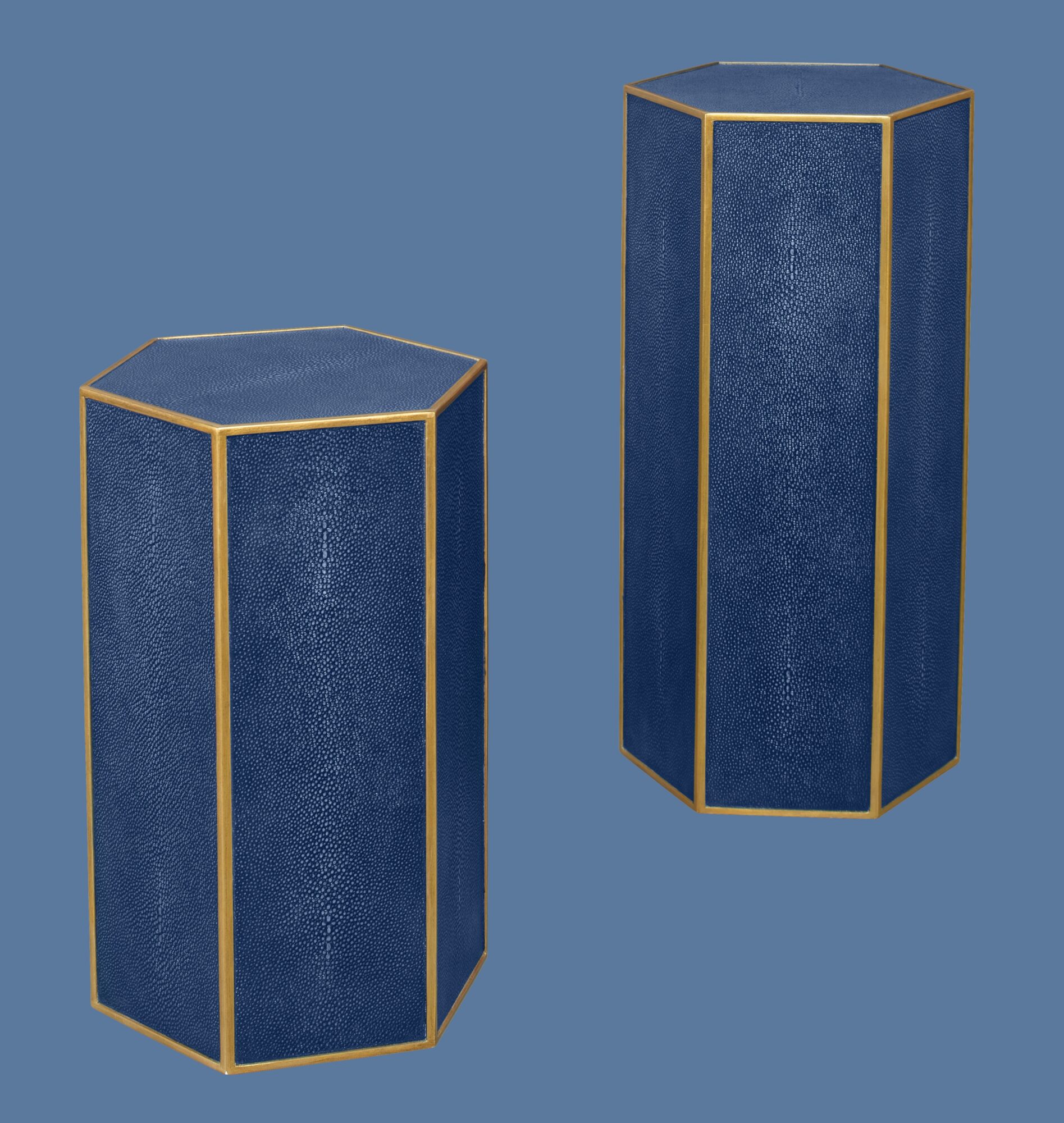 octagonal blue side tables