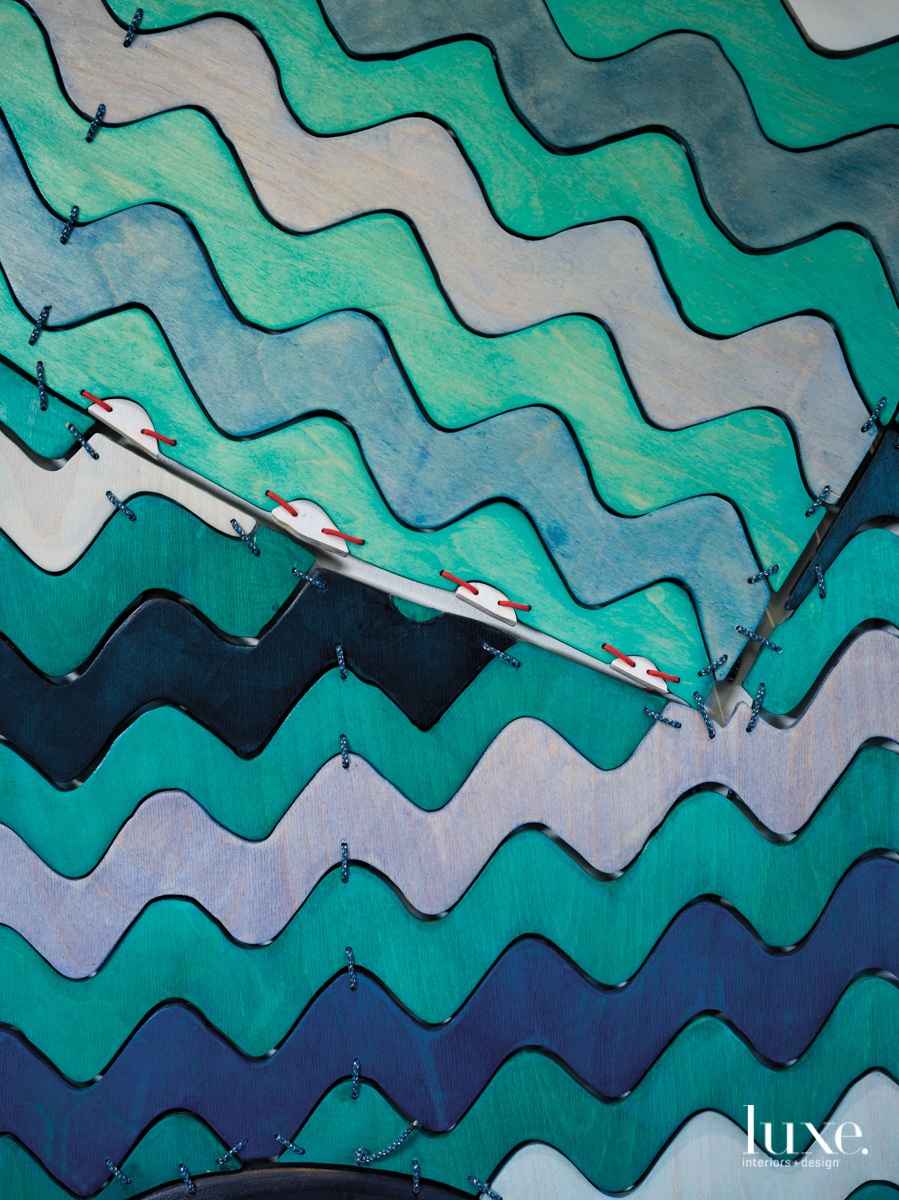 A detail of one of Gunn's plywood pieces.