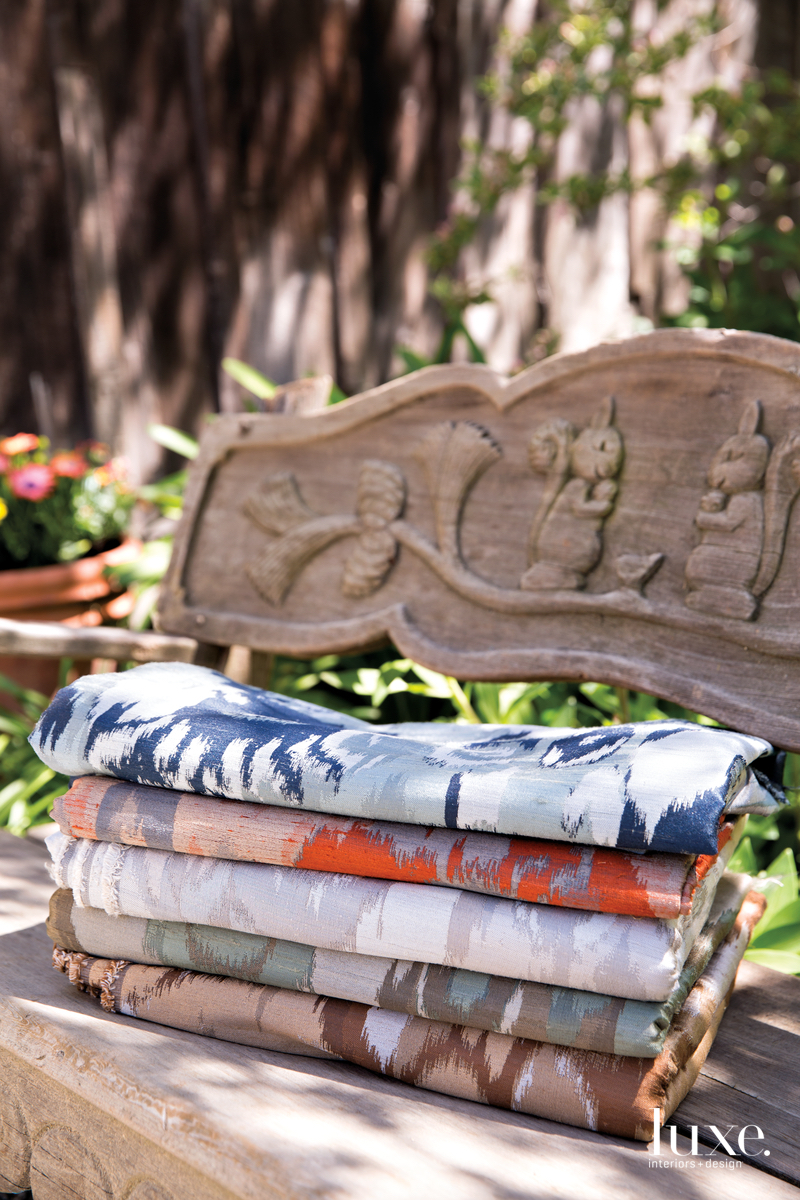 Embroidered fabrics are staples of Bitzer's company, India Silk Exclusive.
