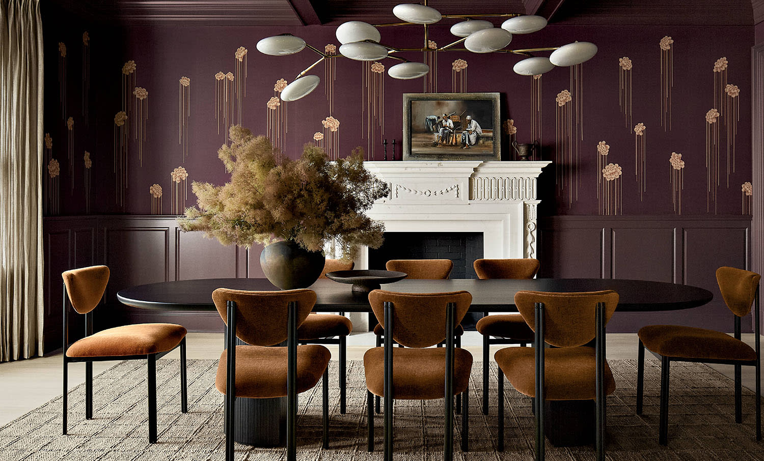contemporary maroon dining room 