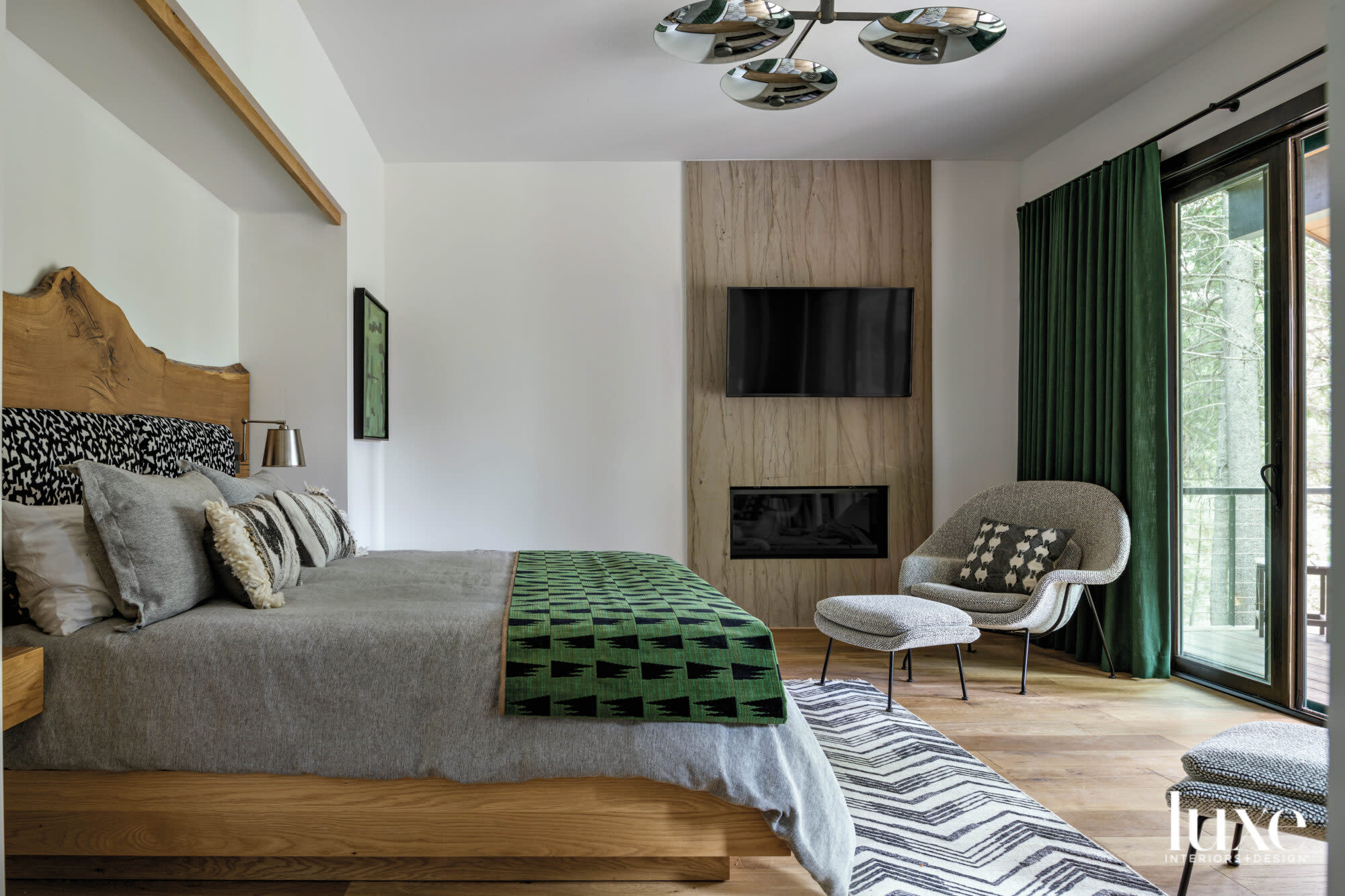 Main bedroom with live edge bed