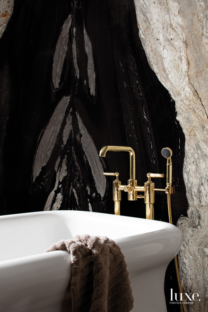 black stone brass facuet bathtub