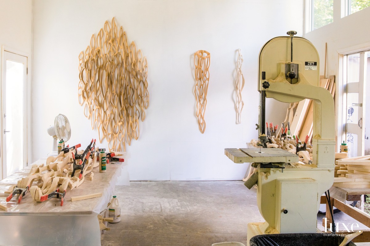 Caprice Pierruci's light-filled studio with large sculptures