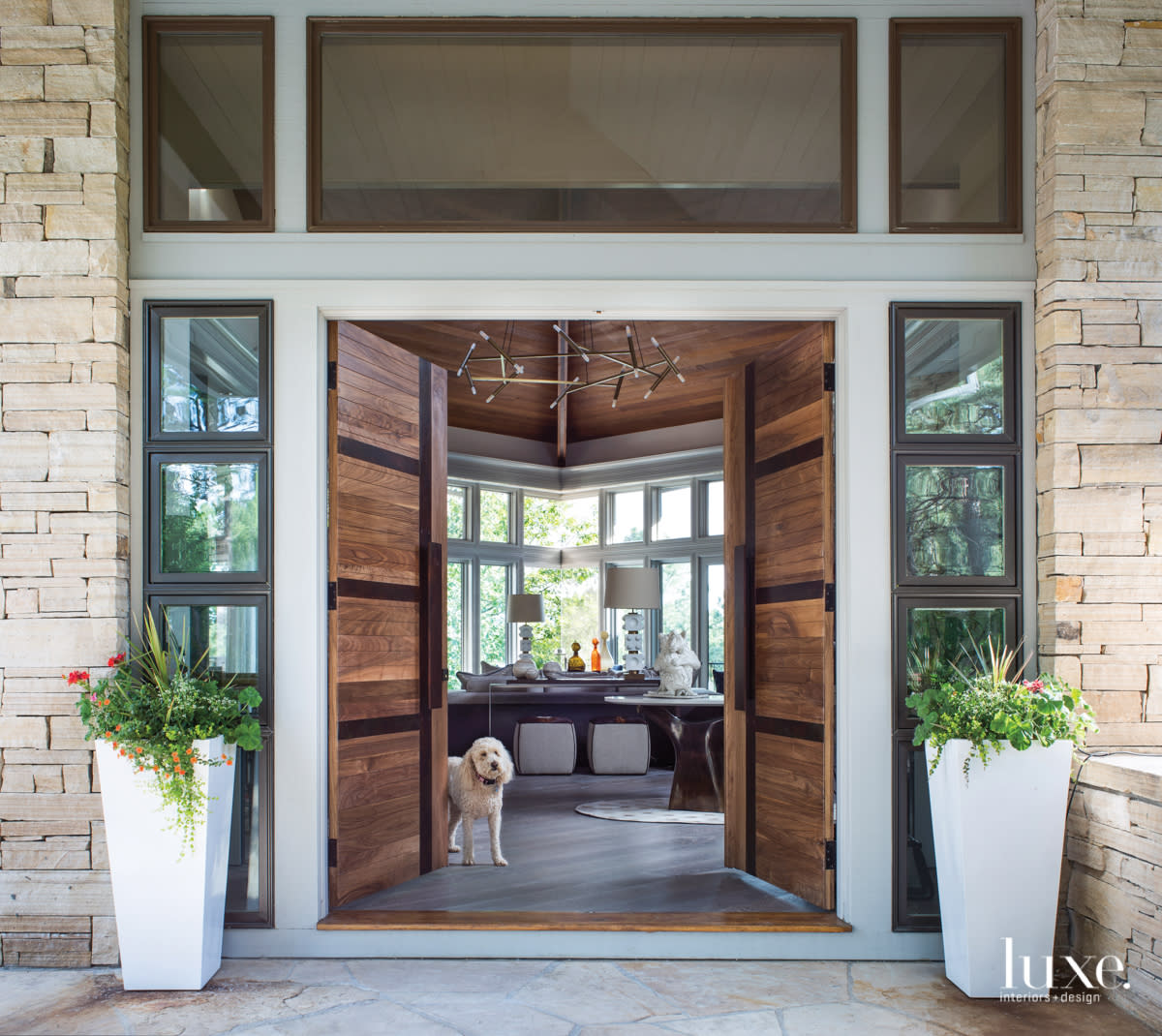 contemporary neutral exterior entry brown doors