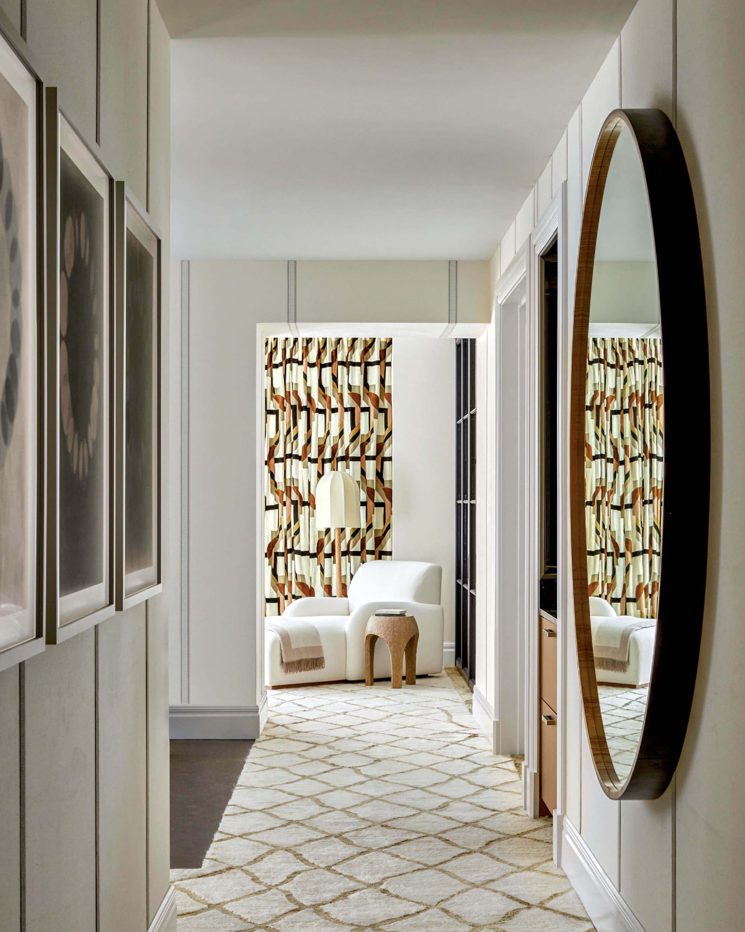 modern home hallway leading into a home office