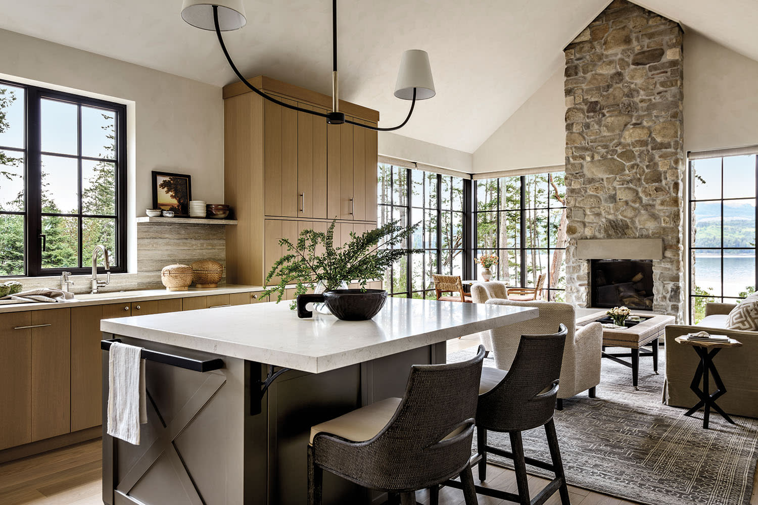 contemporary Pacific Northwest-style kitchen with neutral finishes