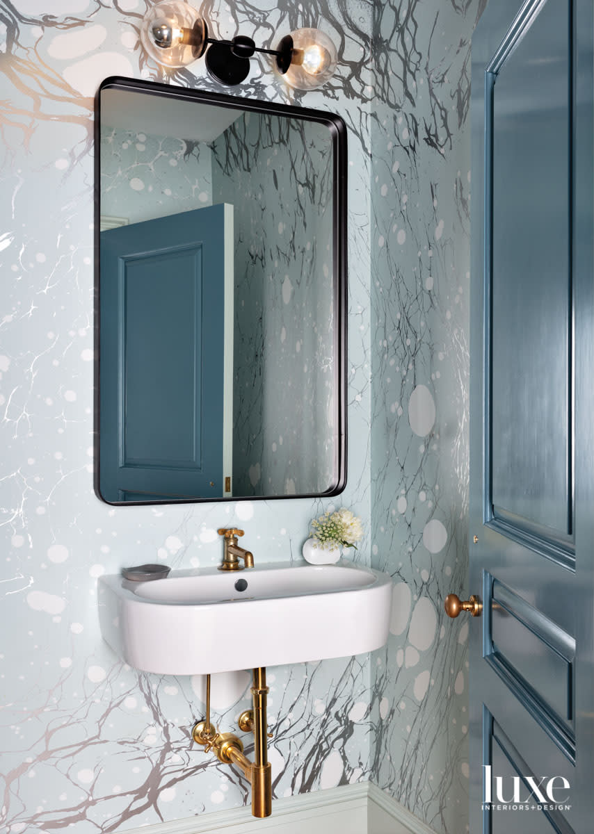 pale blue powder room