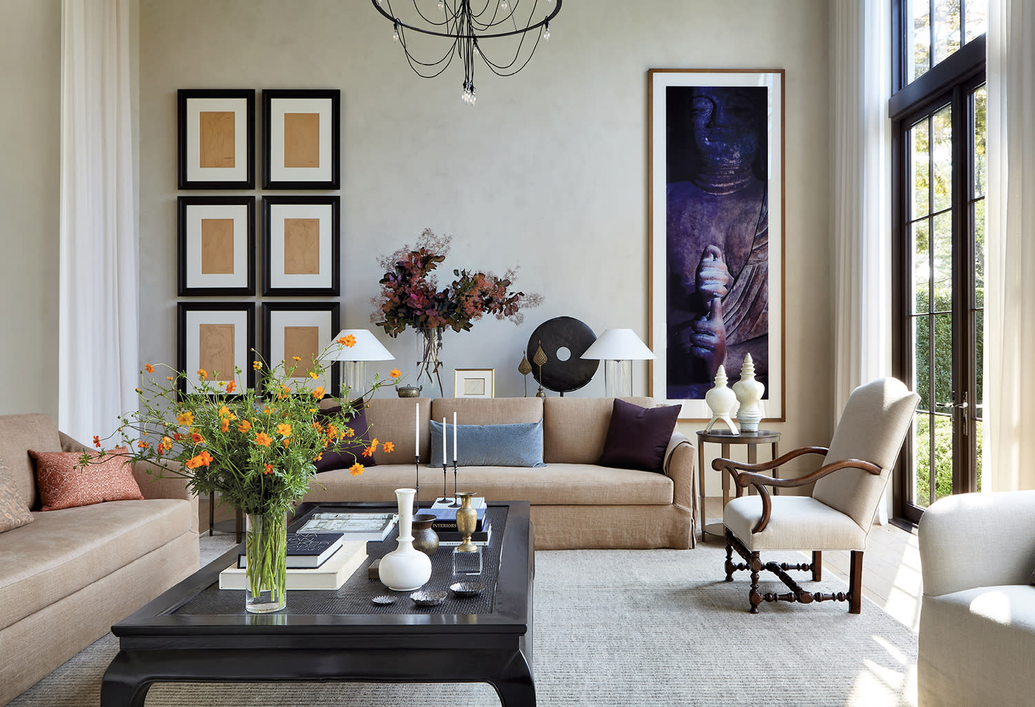 contemporary and elegant living room in a neutral palette 