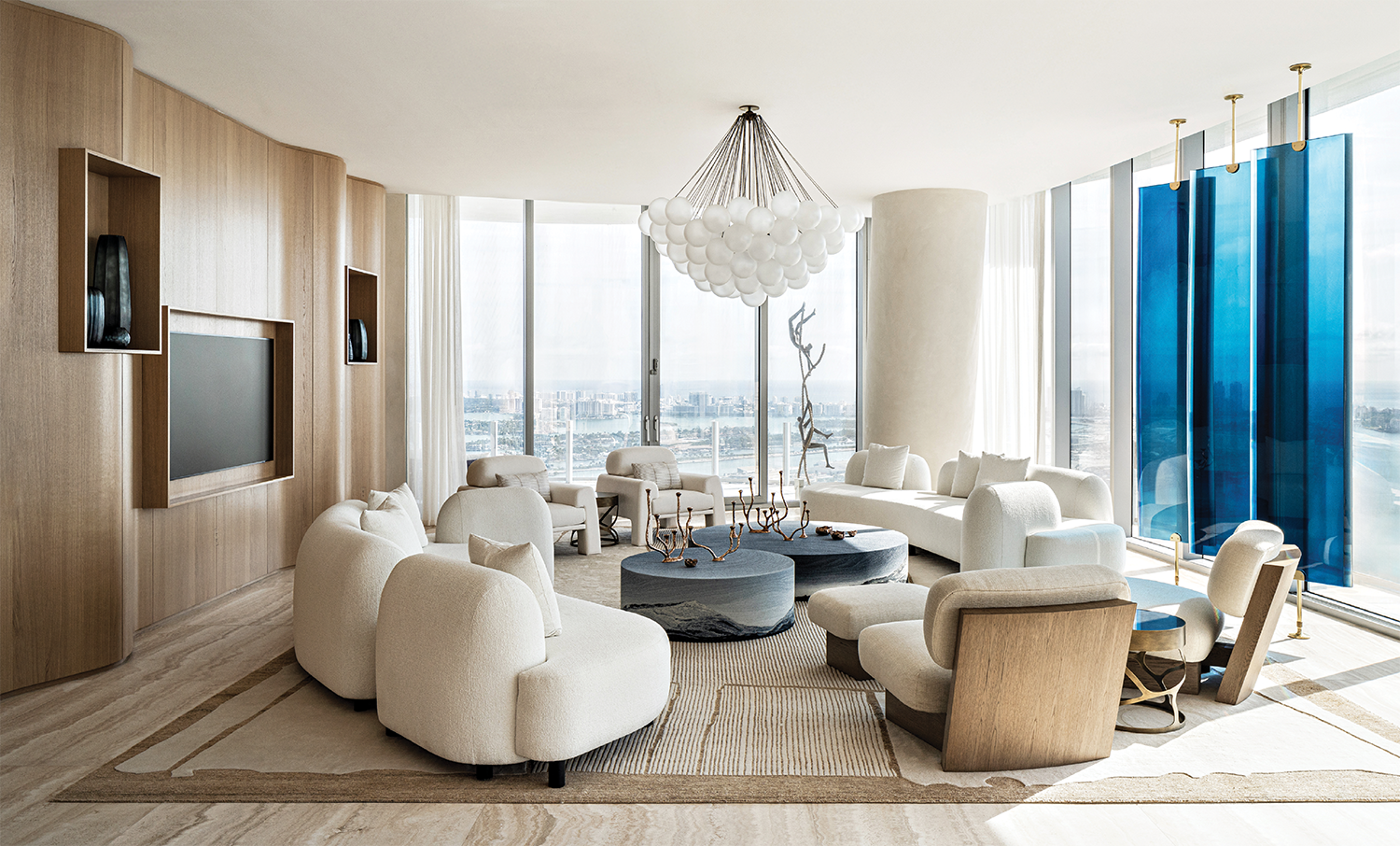 contemporary living room in a Miami penthouse