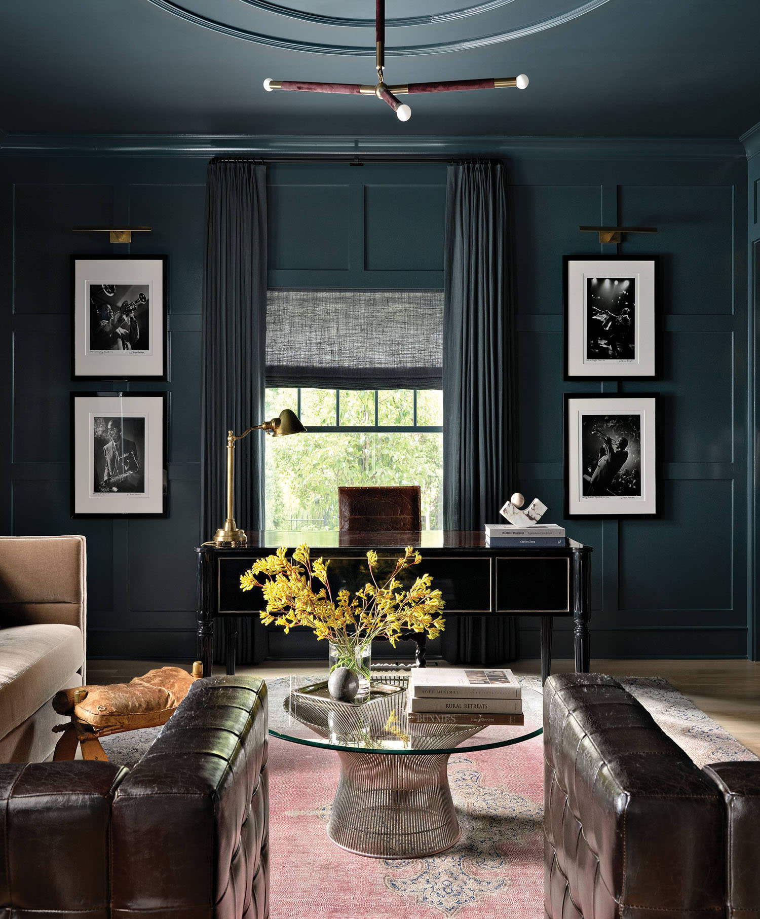 dark green-blue study in a renovated Georgian