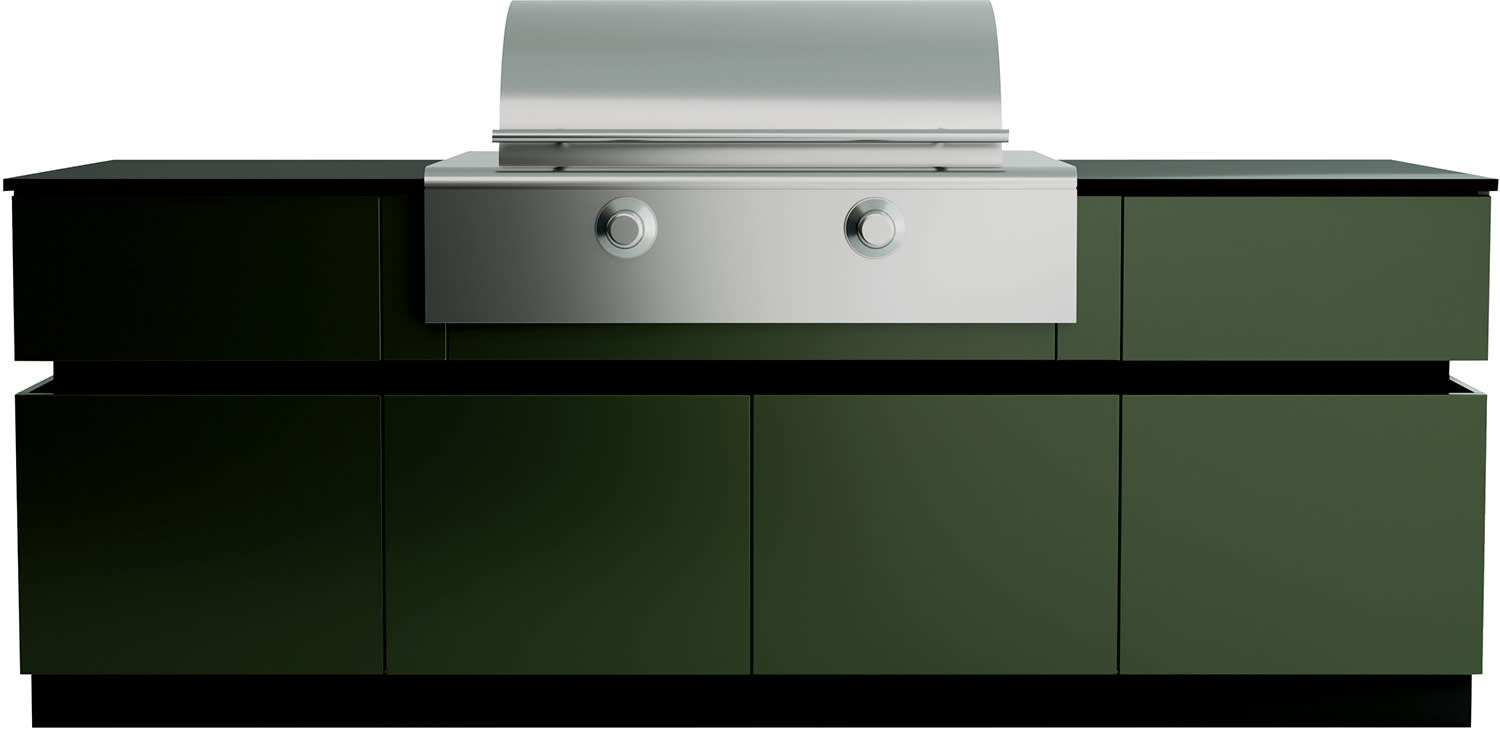 green outdoor kitchen system