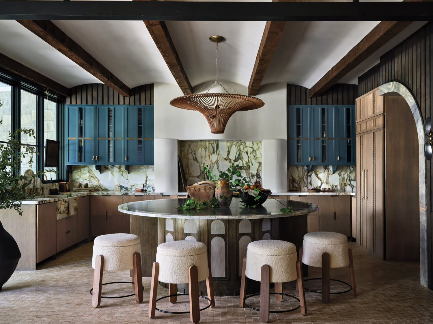 blue and white natural kitchen