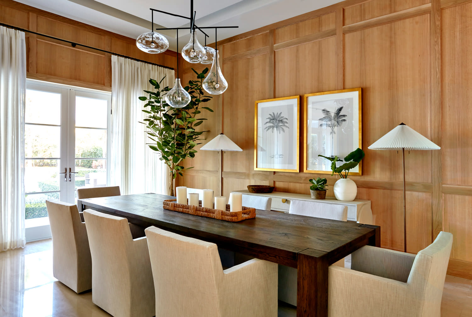 contemporary kitchen with oak paneling