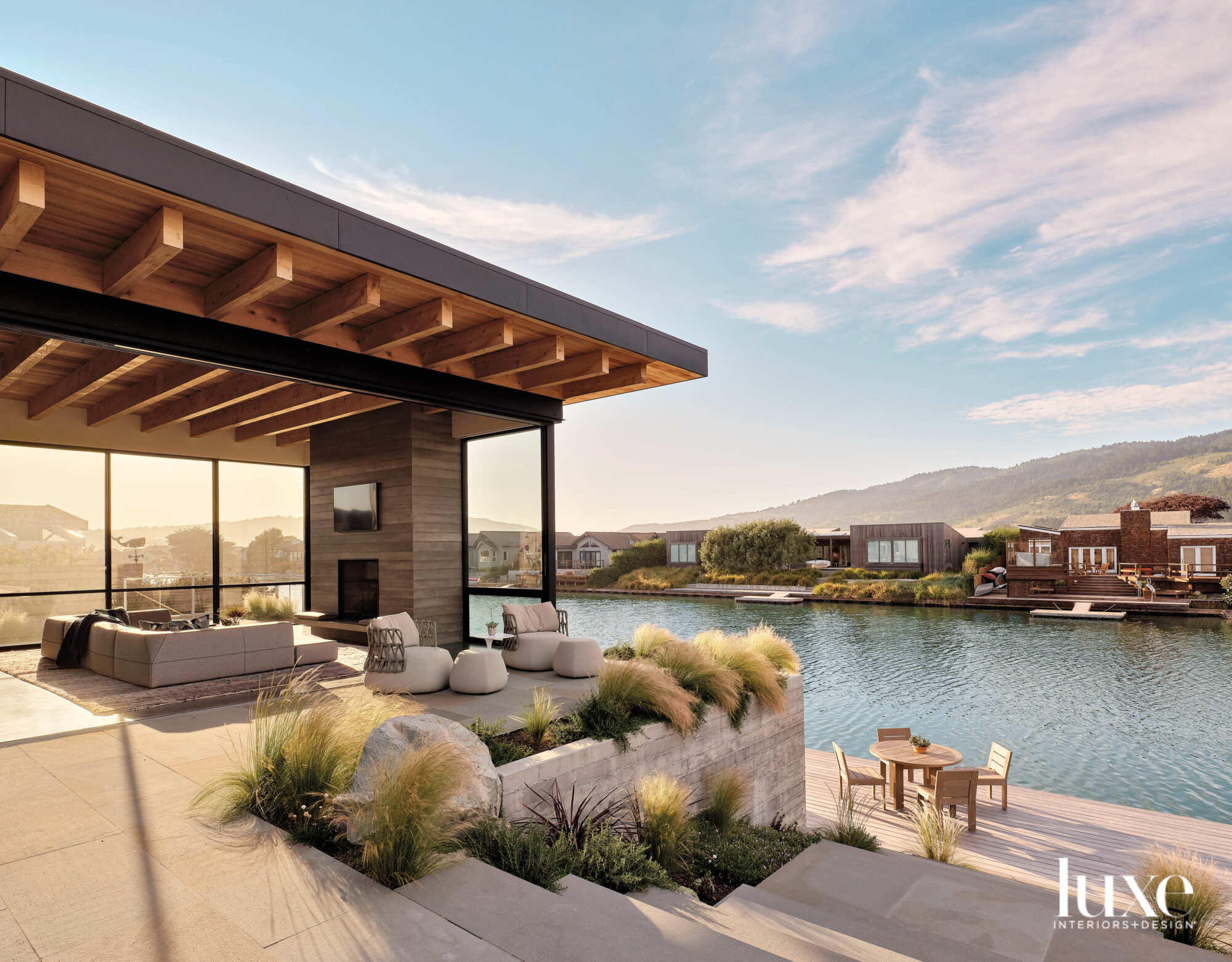 A Stinson Beach home is perched right on a lagoon.