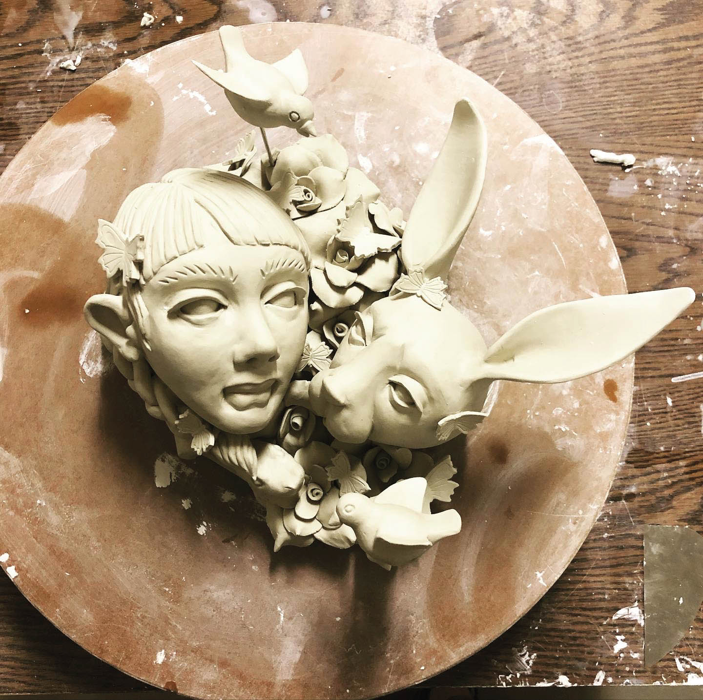 Ceramic artwork in progress.
