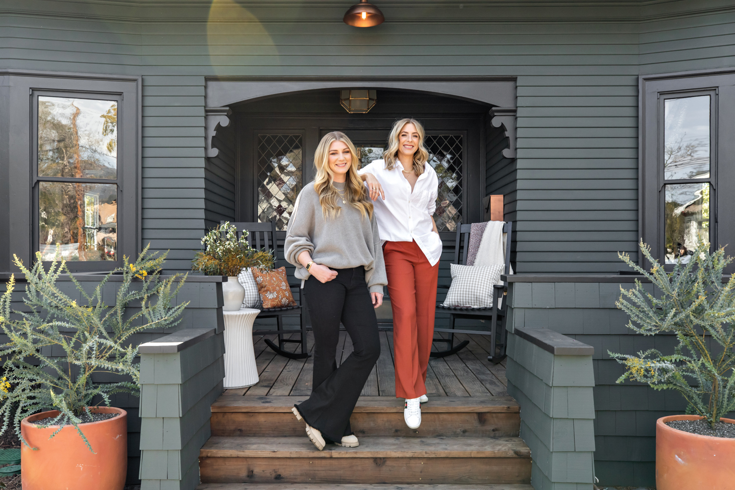 Katie Labourdette-Martinez and Olivia Wahler standing outside The Craft House Inn