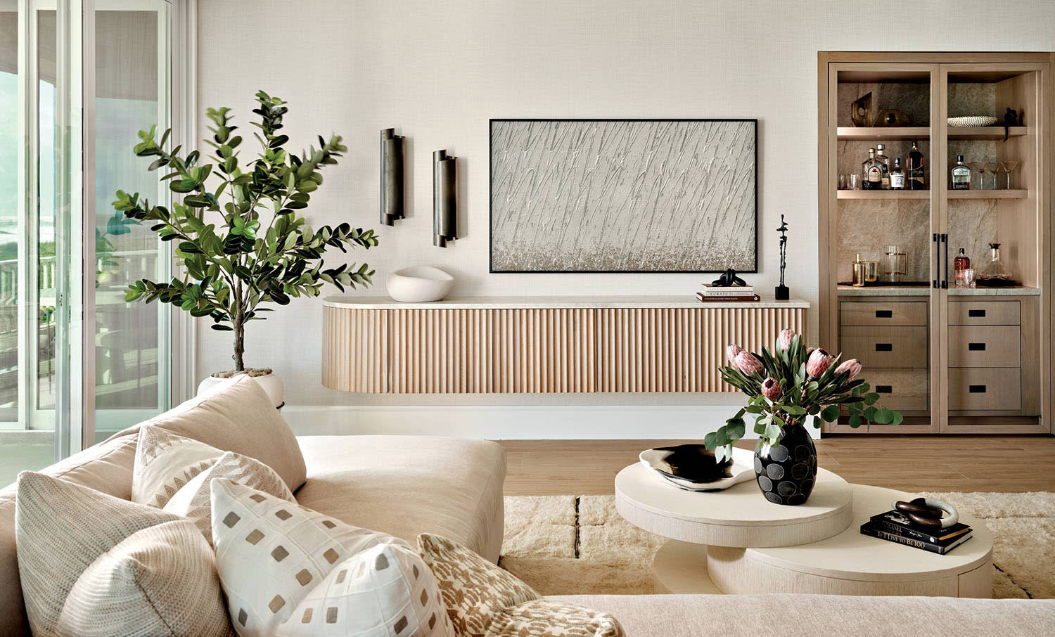 contemporary coastal living room in South Florida