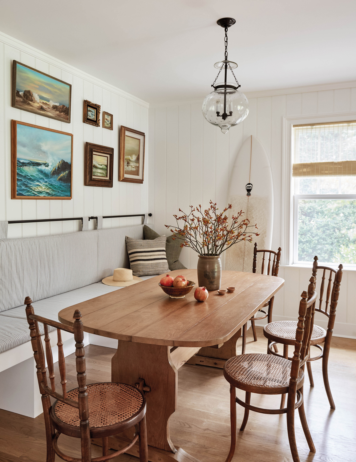 classic dining area with a gallery wall