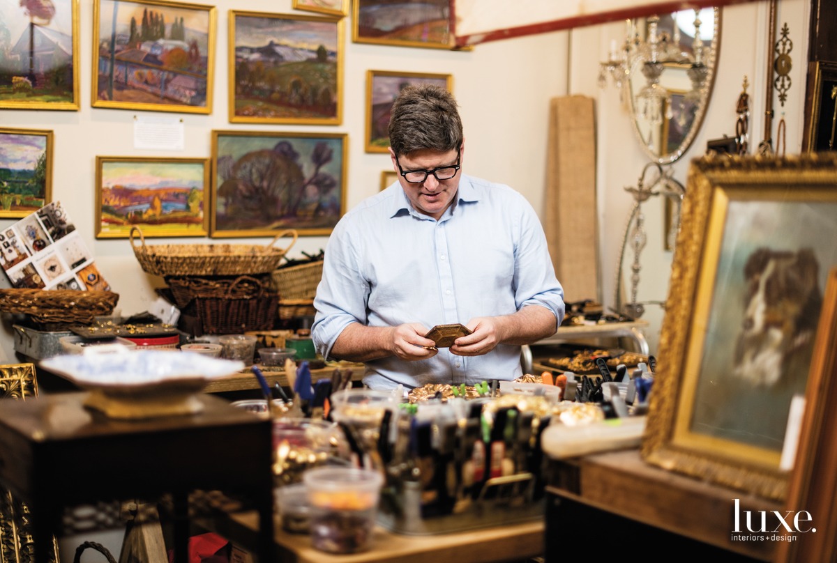Kentucky antiques dealer Trace Mayer creates decorative works of art called Museum Bees from discarded frames, most of which are 19th-century American. Mayer is adamant about ensuring his work is accessible. "It's about creating a luxury good everybody can participate in," he says.