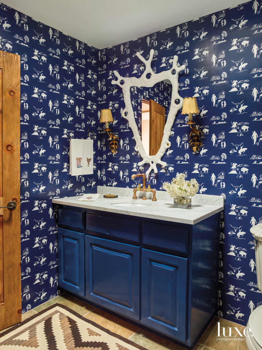 eclectic blue bathroom