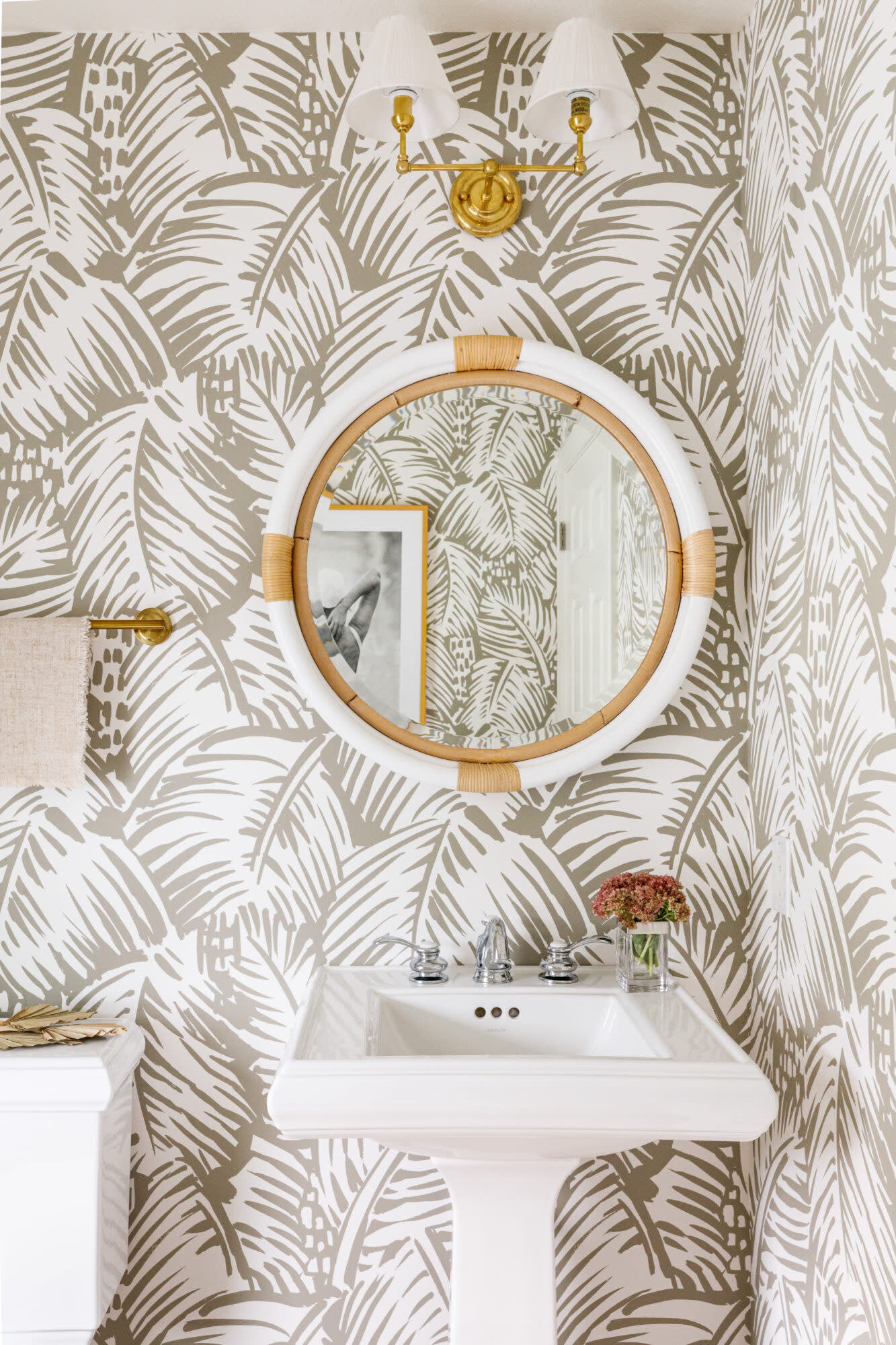 Kate Taylor Hermes Palm Wallpaper powder room