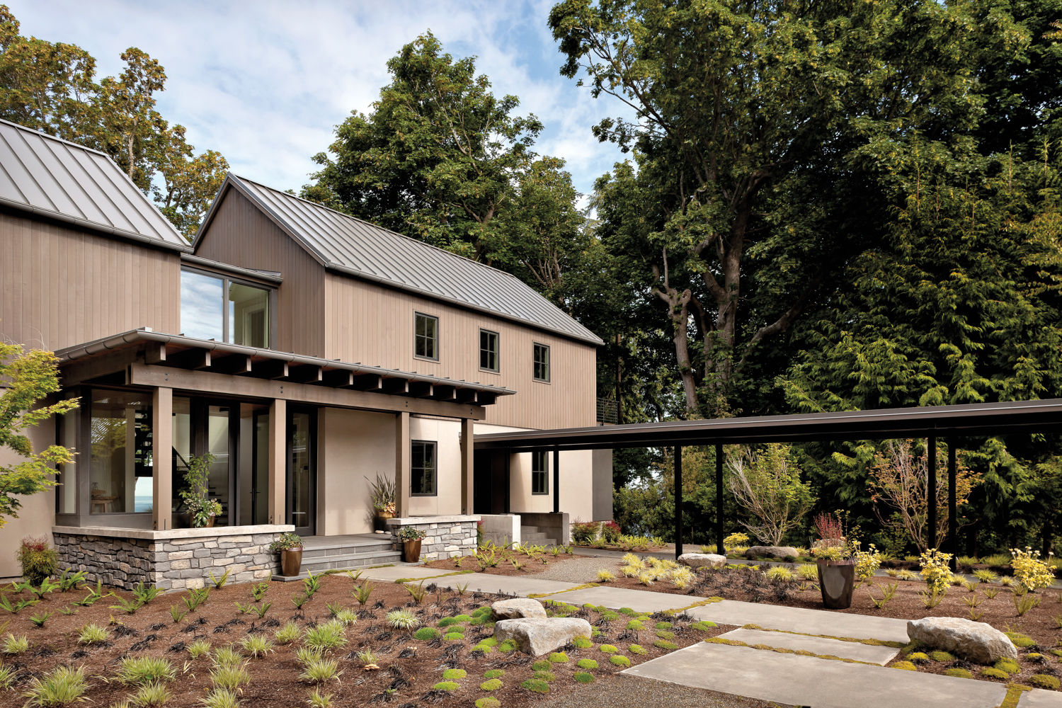 A Whidbey Island home is clad in wood.