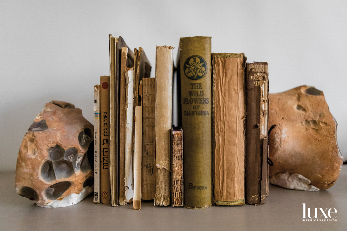 old books in artist studio